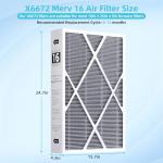 2 Pack X6672 Furnace Replacement Filter Compatible with Lennox X6672, HCC16-28 Replacement for HCF16-16 & HCF16-10, Carbon Enhanced HVAC Furnace Air Filter, 16x25x5 Inches MERV 16 Furnace Air Filter