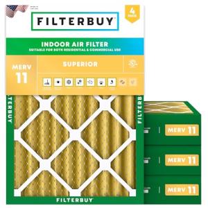 Filterbuy 24x30x4 Air Filter MERV 11 (MPR 1200) Allergen Defense Replacement (4-Pack), Electrostatic Pleated HVAC AC Furnace Filters, Made in USA (Actual Size: 23.50 x 29.50 x 3.63)