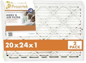 Proairtek AF20241M08SWH Model 20x24x1 Pack of 2 Air Filters, MERV 8; Ideal for Anyone Wanting Crisp Air in Their Home