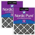 Nordic Pure 16x25x4 (15_1/2 x 24_1/2 x 3_5/8) Pleated Plus Carbon Air Filters MERV 8 2 Pack