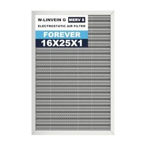 25x16x1 Reusable Air Filter, Electrostatic, Washable Lasts a Lifetime, Breathe Fresher Air in Home and Office HVAC AC Furnace Systems, Merv 8 (Actual Size: 15.5x24.65x1 Inch)