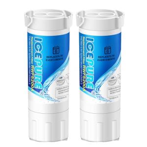 ICEPURE RWF5200A Water Filter Compatible for XWF (NOT Compatible for XWFE), WR17X30702, GE French Doors and Side-by-Side Refrigerators GDE25, GFE26, GNE25, GYE18, GBE21, GDE21, GFE24 Genuine 2PACK