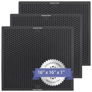 Popurure Air Scrubber Active Carbon Filters Compatible with BlueDri, VEVOR and Dri-Eaz Air Purifier, for Drieaz HEPA500 16'' x 16'' x 1'' inches（3 Pack）