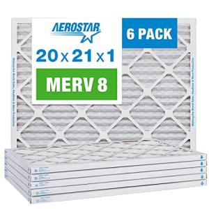 Aerostar 20x21x1 MERV 8 Air Filters - 6 Pack