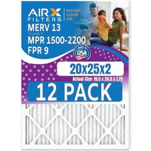 MERV 13 Air Filters 20x25x2 - 12 Pack