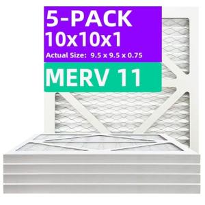 10x10x1 MERV 11 Pleated Air Filters (5-Pack)