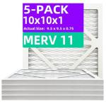 10x10x1 MERV 11 Pleated Air Filters (5-Pack)