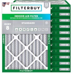 MERV 8 Pleated Air Filters 16x20x2 (12-Pack)