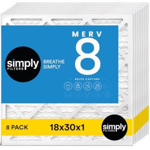 18x30x1 Air Filter MERV 8, 8 Pack