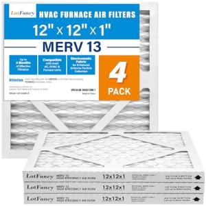 LotFancy MERV 13 Air Filters 12x12x1 (4-Pack)
