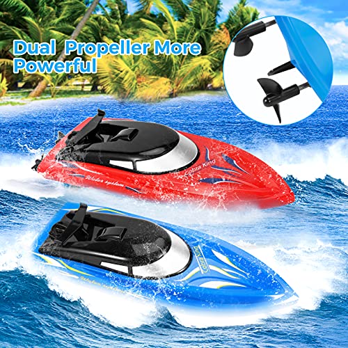 2 Pack Mini Remote Control Boats - Blue & Red