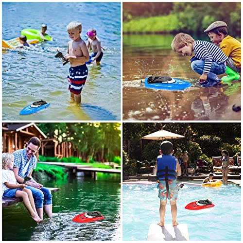 2 Pack Mini Remote Control Boats - Blue & Red