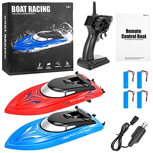 2 Pack Mini Remote Control Boats - Blue & Red