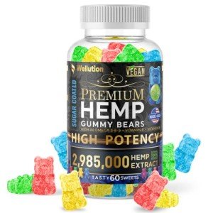 WELLUTION High Potency Hemp Gummies – 60ct Fruity Bears