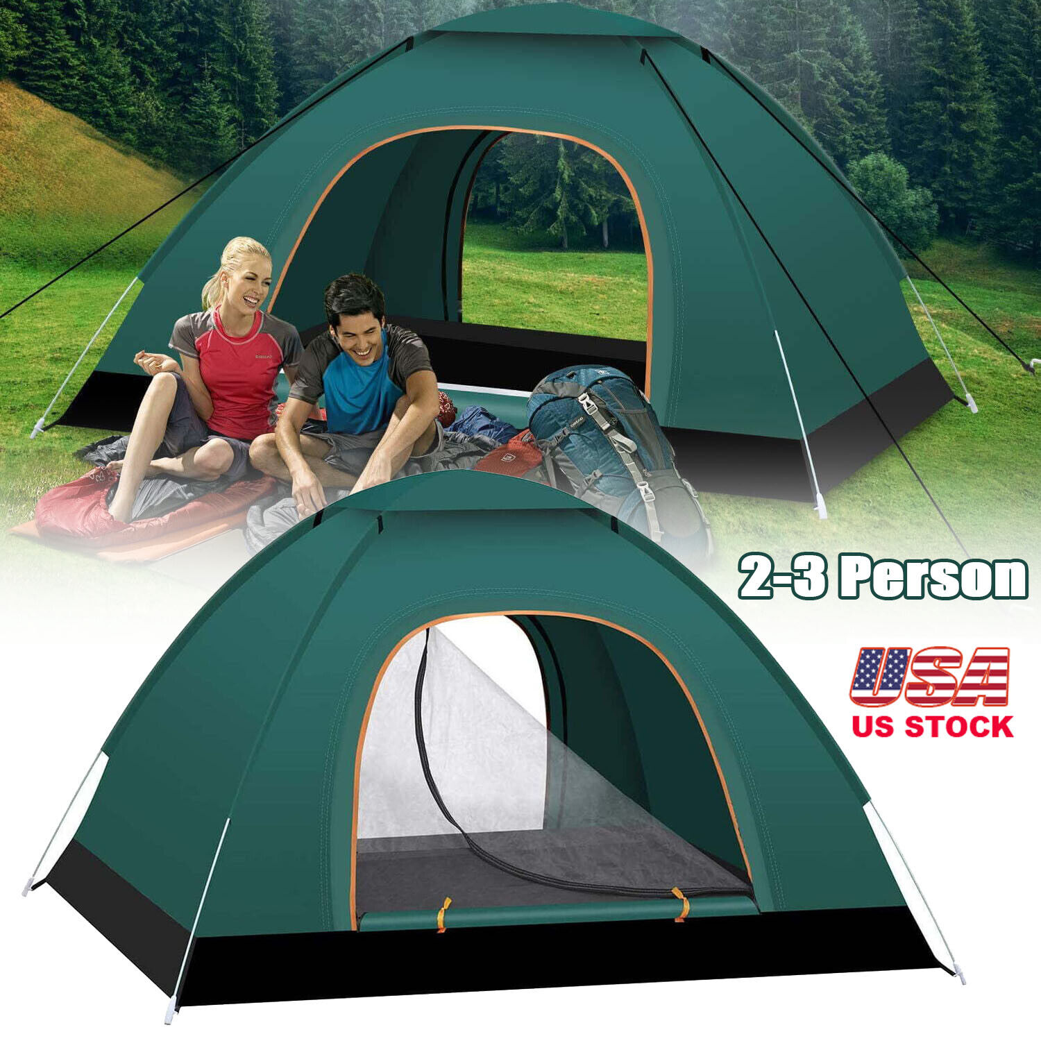Lightweight Waterproof Dome Tent for 2-3 Campers