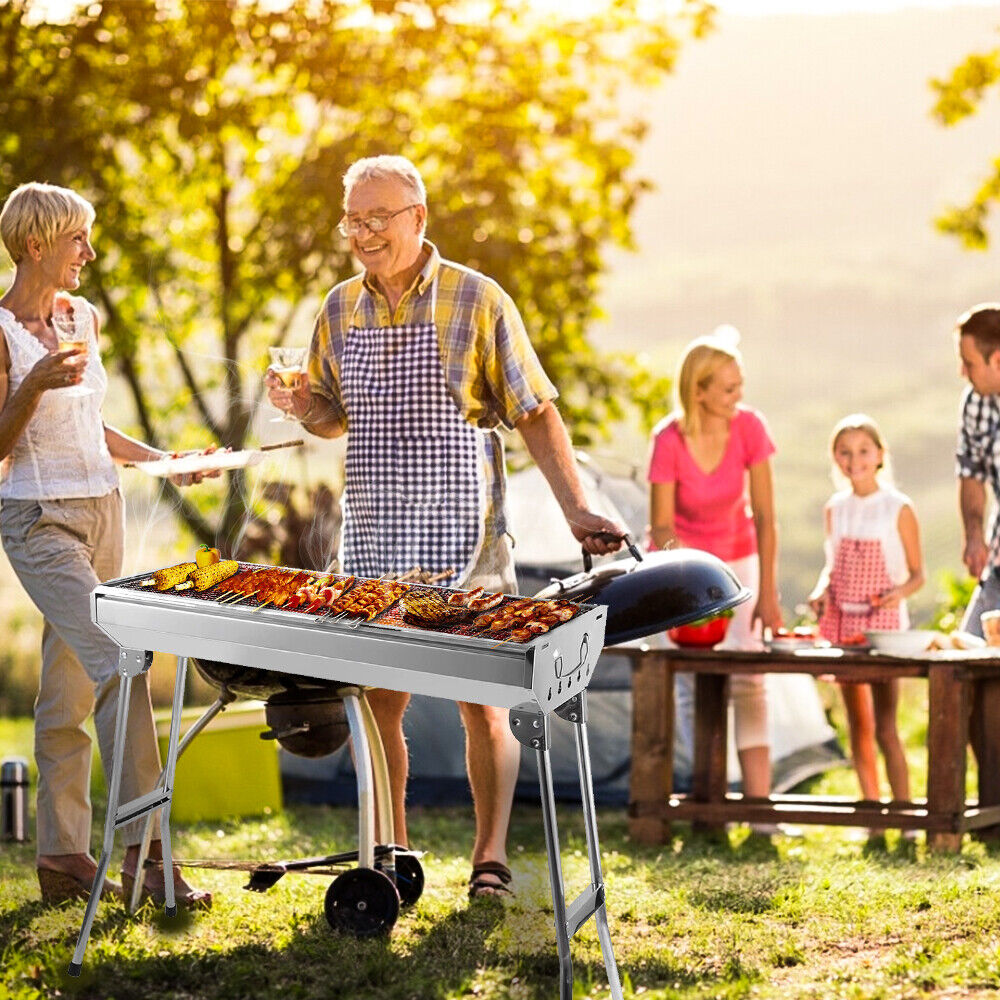 Portable Stainless Steel Charcoal BBQ Grill for Camping