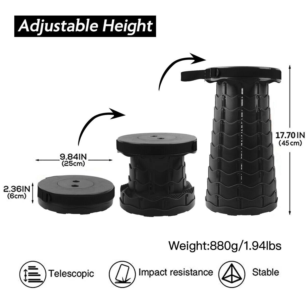 Portable Folding Telescopic Camping Stool Seat