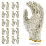 Beige Knit String Gloves - 12 Pack