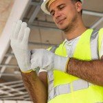 Beige Knit String Gloves - 12 Pack