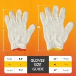 Beige Knit String Gloves - 12 Pack