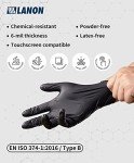 LANON Heavy-Duty Black Nitrile Disposable Gloves
