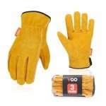 Heavy-Duty Cowhide Leather Work Gloves - 3 Pairs