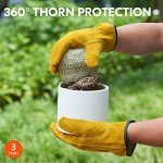 Heavy-Duty Cowhide Leather Work Gloves - 3 Pairs