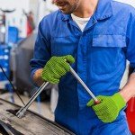 Hi-Vis Lime String Knit Safety Work Gloves