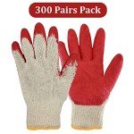 300 Pairs Red Palm Latex Dipped Work Gloves