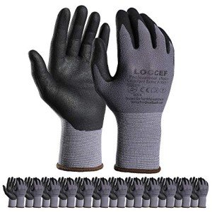 Nitrile Coated Safety Work Gloves - 12 Pairs