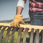 Men's Cowhide Leather Work Gloves with Patch