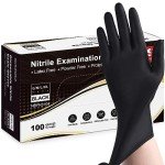 Black Nitrile Exam Gloves, Large, Box of 100
