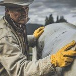 Men's Cowhide Leather Work Gloves with Patch