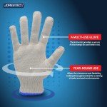 JORESTECH Large String Knit Gloves - 12 Pairs