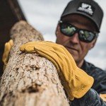 Men's Cowhide Leather Work Gloves with Patch