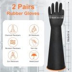 Heavy Duty Chemical Resistant Rubber Gloves - 2 Pack