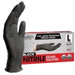 Black Nitrile Exam Gloves, Medical Grade, Large