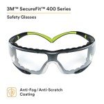 3M SecureFit 400 Safety Glasses, Anti-Fog, Clear Lens