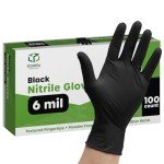 100 Disposable Black Nitrile Gloves, Size Large