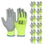 Hi-Vis PU Coated Garden Gloves - 12 Pairs