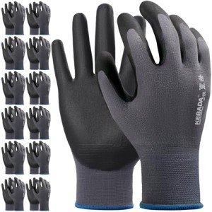 12 Pairs Nitrile Coated Safety Work Gloves