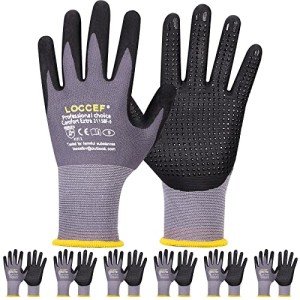 LOCCEF MicroFoam Nitrile Work Gloves - 6 Pairs