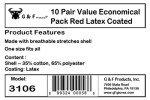 Red Nitrile Coated Work Gloves - Large, 10 Pairs