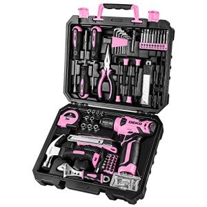 Pink 8V Cordless Drill and 126-Piece Tool Set