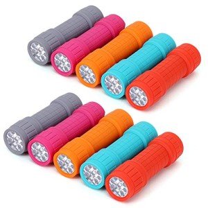 10-Pack 9-LED Mini Flashlights with Batteries