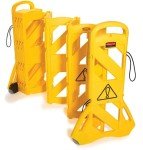 Mobile Safety Sign/Barrier, 13ft Yellow Plastic