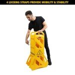 Mobile Safety Sign/Barrier, 13ft Yellow Plastic