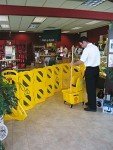 Mobile Safety Sign/Barrier, 13ft Yellow Plastic