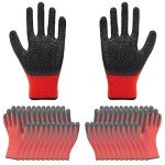 12 Pairs Rubber Coated Safety Work Gloves