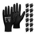 KAYGO PU Coated Safety Work Gloves - 12 Pairs